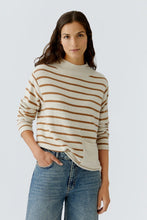 Load image into Gallery viewer, Oui Striped Sweater in Off-White/Camel