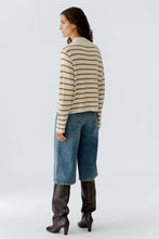 Load image into Gallery viewer, Oui Striped Sweater in Off-White/Camel