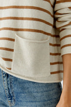 Load image into Gallery viewer, Oui Striped Sweater in Off-White/Camel
