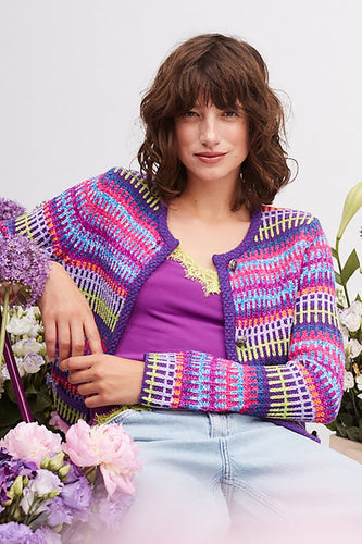 Oui Knit Cardigan in Purple Multi
