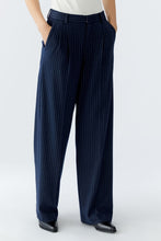 Load image into Gallery viewer, Oui Jersey Trousers in Navy Pinstripe