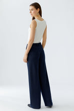 Load image into Gallery viewer, Oui Jersey Trousers in Navy Pinstripe