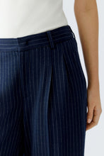 Load image into Gallery viewer, Oui Jersey Trousers in Navy Pinstripe