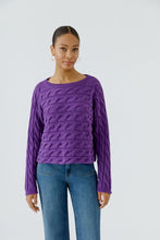 Load image into Gallery viewer, Oui Cotton Cable Knit Sweater in Amaranth Purple