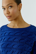 Load image into Gallery viewer, Oui Cotton Cable Knit Sweater in Royal Blue