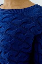 Load image into Gallery viewer, Oui Cotton Cable Knit Sweater in Royal Blue