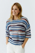 Load image into Gallery viewer, Oui Multi Yarn Sweater in Blue/White