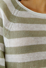 Load image into Gallery viewer, Oui Linen Sweater in White/Green