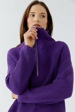 Load image into Gallery viewer, Oui Cotton Zip Collar Sweater in Amaranth Purple