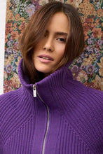 Load image into Gallery viewer, Oui Cotton Zip Collar Sweater in Amaranth Purple