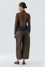 Load image into Gallery viewer, Oui Printed Mesh Mock Neck Top in Dark Brown/Black