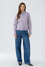 Load image into Gallery viewer, Oui Ruffle Sleeve Blouse in White Violet