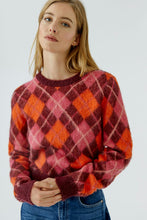 Load image into Gallery viewer, Oui Argyle Fuzzy Sweater