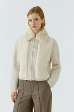 Load image into Gallery viewer, Oui Teddy Zip Cardigan in Light Beige Melange