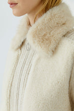 Load image into Gallery viewer, Oui Teddy Zip Cardigan in Light Beige Melange