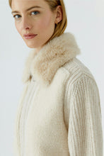 Load image into Gallery viewer, Oui Teddy Zip Cardigan in Light Beige Melange