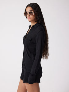 NOTSHY Milia Linen Jersey Shirt in Black