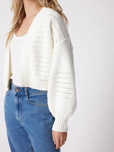 Not Shy Zina Cotton Cardigan in White