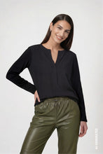 Load image into Gallery viewer, Monari Satin Front Jersey Top in Black
