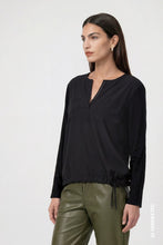 Load image into Gallery viewer, Monari Satin Front Jersey Top in Black
