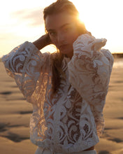 Load image into Gallery viewer, Summum Lace Bomber Jacket in Cream