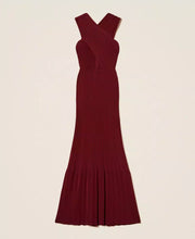 Load image into Gallery viewer, Twinset Crossover Knit Dress in Light Winetasting