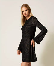 Load image into Gallery viewer, Twinset Baroque Jacquard Knit Dress in Black