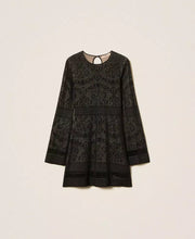 Load image into Gallery viewer, Twinset Baroque Jacquard Knit Dress in Black