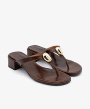Load image into Gallery viewer, Angel Alarcon Zelma Low Heel Thong Sandal in Cafe