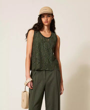 Load image into Gallery viewer, Twinset Lace Top in Thyme