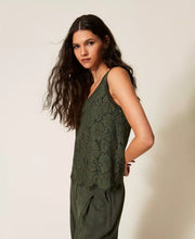 Load image into Gallery viewer, Twinset Lace Top in Thyme