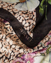Load image into Gallery viewer, Twinset Floral Print Scarf in Animal Print/Black Flowers