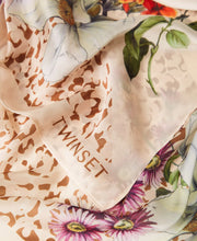 Load image into Gallery viewer, Twinset Floral Print Scarf in Animal Print/Parchment Beige Flowers