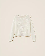 Load image into Gallery viewer, Twinset Mesh Embroidered Sweater in Lily
