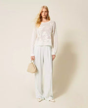 Load image into Gallery viewer, Twinset Mesh Embroidered Sweater in Lily