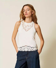 Load image into Gallery viewer, Twinset Top with Embroidery in White