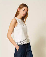 Load image into Gallery viewer, Twinset Top with Embroidery in White