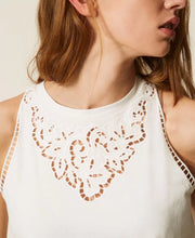 Load image into Gallery viewer, Twinset Top with Embroidery in White