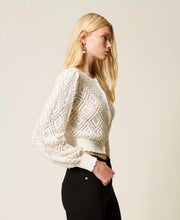 Load image into Gallery viewer, Twinset Diamond Pattern Cardigan with Pearls