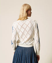 Load image into Gallery viewer, Twinset Diamond Pattern Sweater in Blue Topaz Diamond Floral Print