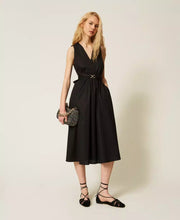 Load image into Gallery viewer, Twinset Midi Poplin Dress in Black