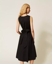 Load image into Gallery viewer, Twinset Midi Poplin Dress in Black