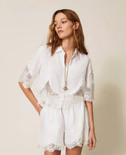 Load image into Gallery viewer, Twinset Linen Shirt with Lace in White