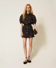 Load image into Gallery viewer, Twinset Ramie Dress with Cherry Print in Black