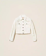 Load image into Gallery viewer, Twinset Denim Jacket with Embroidery in White