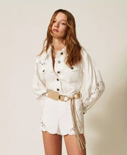 Load image into Gallery viewer, Twinset Denim Jacket with Embroidery in White