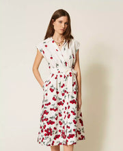 Load image into Gallery viewer, Twinset Poplin Midi Dress with Cherry Print