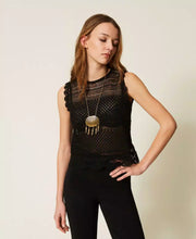 Load image into Gallery viewer, Twinset Knit Top with Shimmer in Black