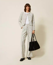 Load image into Gallery viewer, Twinset Woven Sweatpants in Off White/Black Tweed