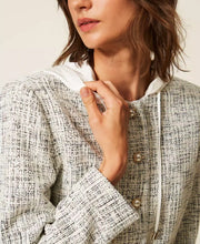 Load image into Gallery viewer, Twinset Woven Jacket in Off White/Black Tweed